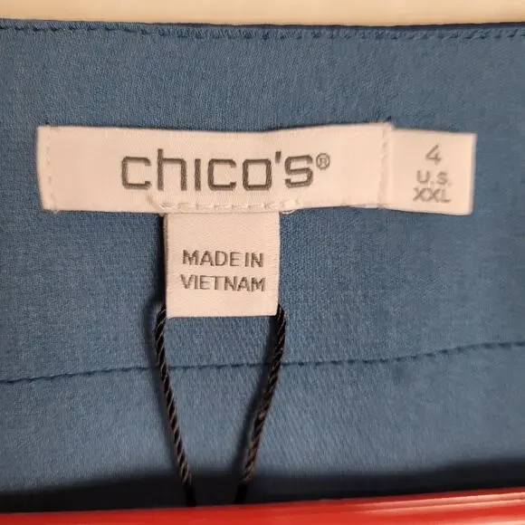 New Chico's seaport blue popover kaftan midi dress Size XXL Boho Lagenlook - Picture 4 of 11